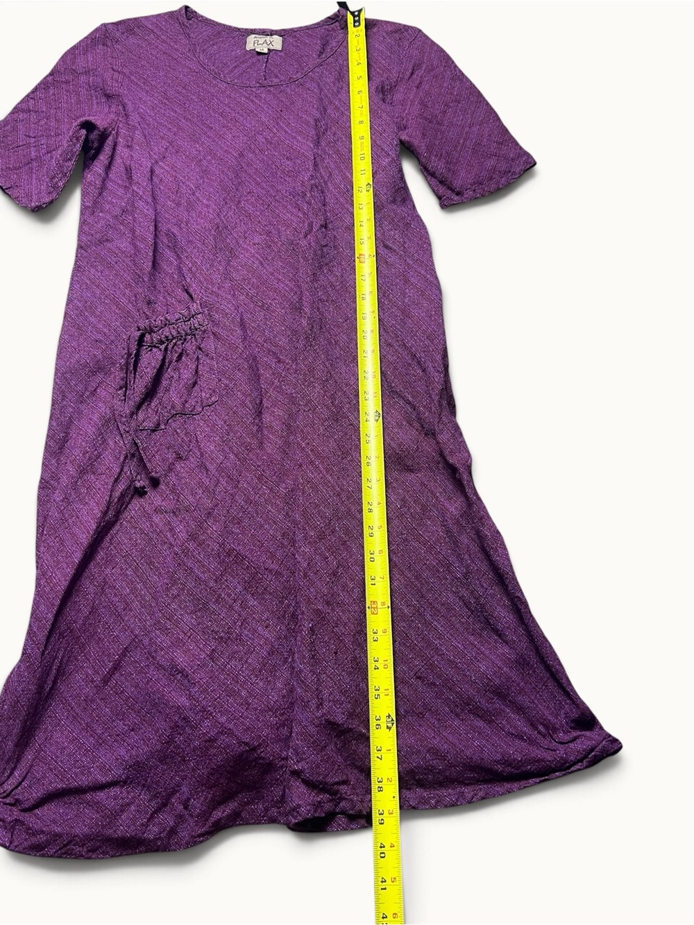 FLAX by Jeanne Engelhart Purple 100% Linen Shift Dress Lagenlook M - Picture 6 of 6